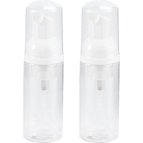 Lot de 2 flacons distributeurs simples de 50 ml avec pompe, réutilisables et vides, pour le sous-conditionnement (blanc).-12.3X3.5X1cm-White (1/2)