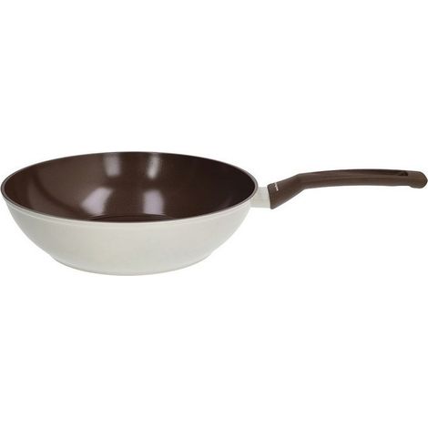 Wok con Manico 28 cm in Alluminio Beige-Marrone – Linea Sintonia