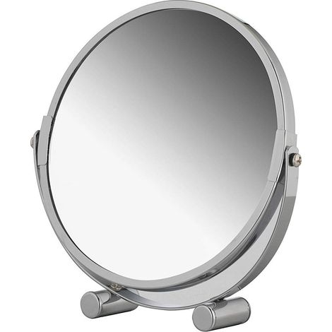 Miroir Cosmétique Grossissant 3x, Miroir de Maquillage Rasage Double Face, Miroir à Poser Chromé, 17 x 0,2 x 17 cm, Miroir sur Pied Pivotant à 360° pour Salle de Bain (1/5)