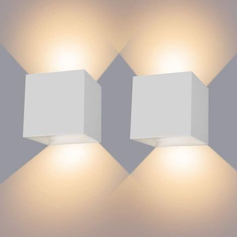 2 Pack 12W Applique Murale Intérieur Lumière Blanche Chaude Luminaire Eclairage Décor Blanc (1/4)