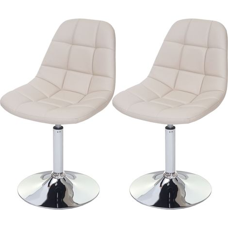 Set 2x sedie girevoli sgabello HHG-837 design moderno sala pranzo ecopelle avorio