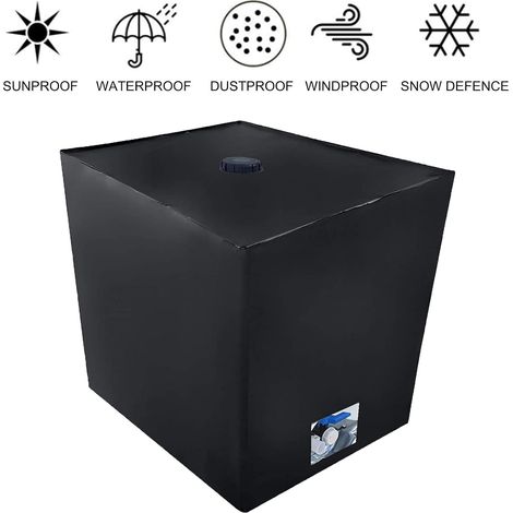 Bâche Protection Cuve IBC 1000L - Lot de 1 - Polyester Noir - Anti-UV Et Pluie - Pour Réservoir Eau - 116x100x120cm (1/5)