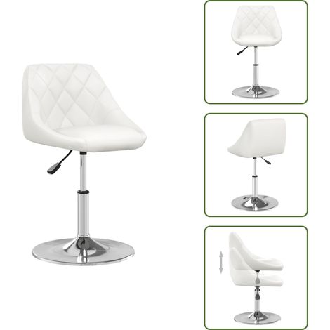 The Living Store Tabouret de bar Blanc Similicuir - Tabouret pivotant (1/5)