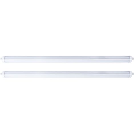 Wannenleuchte LED Feuchtraumlampe weiß Werkstattleuchte Industrie IP65, Kunststoff, 1x LED 48W 5760lm 4000K neutralweiß, LxBxH 150x6,5x5,8 cm, 2er Set