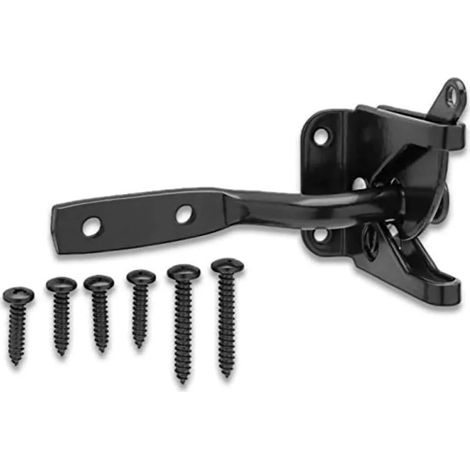 Reliable automatic gravity lever gate latch, heavy duty steel, stylish black design (1/5)