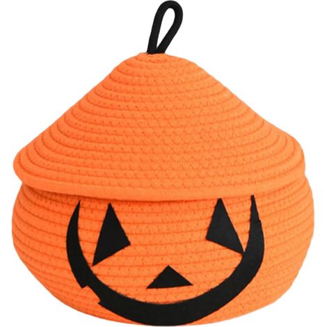 Boîte de rangement en corde de coton avec couvercle pour fournitures de fête, panier de rangement avec couvercle en corde de coton tissée (1/4)