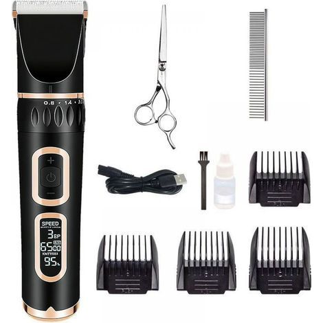 Tondeuse Pour Animaux - Lame En Céramique Titane 33 Dents - Sans Fil 3 Vitesses - 50 dB - Batterie Li-ion 2200 mAh - Pour Chiens Et Chats - 1 Pièce (1/5)