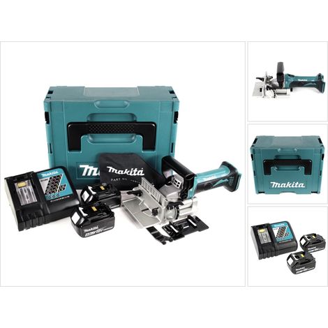 Makita DPJ 180 RMJ 18 V Li-Ion Akku Nutfräse im Makpac + 2 x 4,0 Ah Akkus + Ladegerät