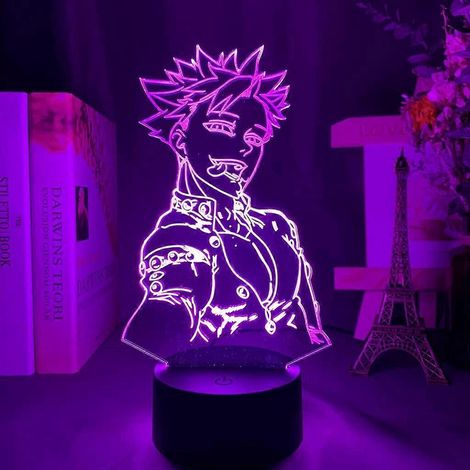 CLYARTPS - Veilleuse 3D Manga Anime Les Sept Péchés Capitaux - Lampe de bureau décorative pour chambre d'enfant - Cadeau de Noël - Lampe de chevet (1/5)