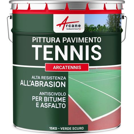 Pittura per campo da tennis, antiscivolo - ARCATENNIS - 15 kg (fino a 30 m² in 2 strati) Verde Scuro - ARCANE INDUSTRIES