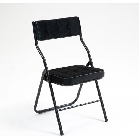 Set aus 2 Klappstühlen, Gepolsterte Sitz- und Rückenlehne, Klappbar, aus Stahl, Schwarz (1/4)