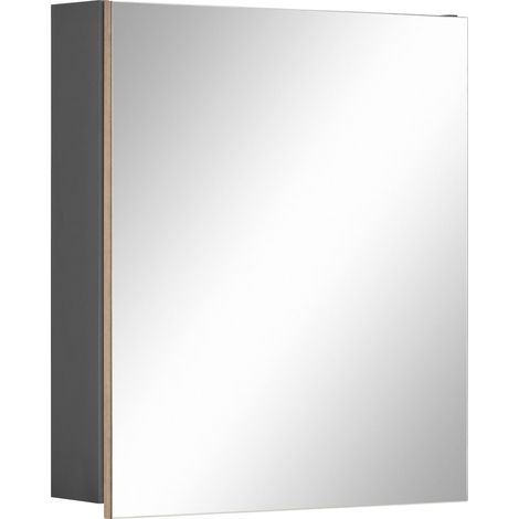 Wisla -Armoire suspendue avec porte miroir en anthracite