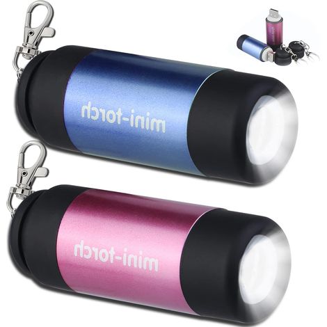 2 pezzi Mini torcia LED, torcia portachiavi, torcia LED ricaricabile USB per bambini, torce per bambini, per campeggio, arrampicata, all'aperto, regali (2P) (1/5)
