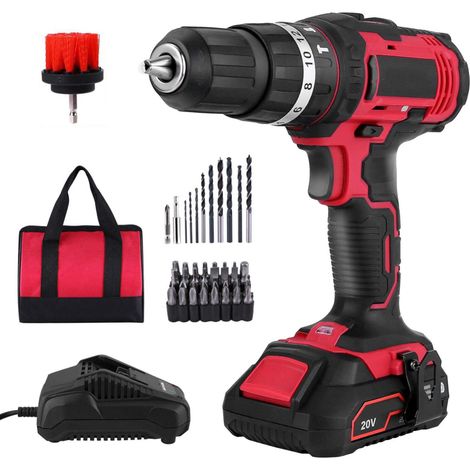 Perceuse-visseuse sans fil 20 V avec 1 batterie Li-Ion, chargeur rapide 1 h (norme UE). (1/5)