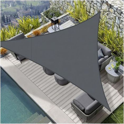 Wasserdichtes dreieckiges Sonnensegel 4x4x4m aus PES-Gewebe, UV-Schutz, anthrazit (1/5)