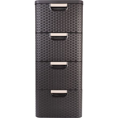 Curver Style 4x14L Bücherregal mit 4 Schubladen, braun