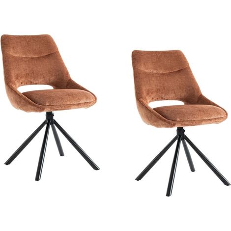 Lote de 2 sillas YUMENA - Tela color óxido - Patas de metal - Diseño compacto - Elegancia cálida y moderna (1/5)
