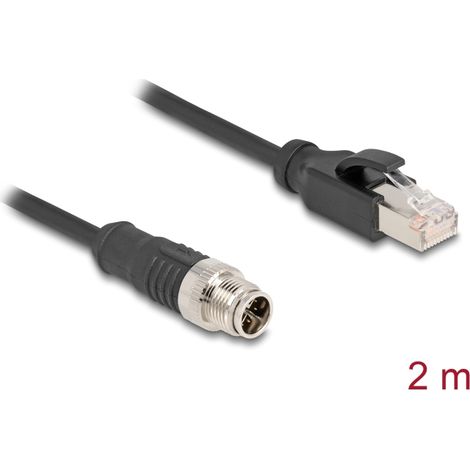 Delock Cable M12 codificado X 8 pin macho a RJ45 macho PVC 2 m