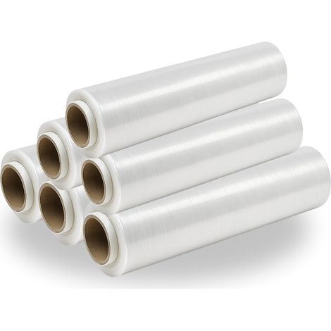 Lot de 6 Rouleaux de Film Étirable Transparent 50x200 m pour Emballage