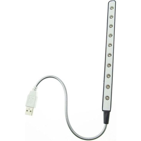 Lampe LED USB - Lampe de lecture 10 LED ultra-lumineuses - Aucune pile nécessaire - Lampe d'ordinateur à économie d'énergie