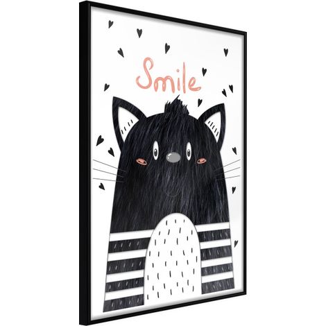 Affiche Murale Encadrée "Cheerful Kitten" 30 x 42 cm Noir
