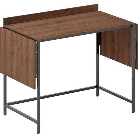 Table pliante ordinateur 2 rabats pour double écran, meuble de bureau pour chambre et petit espace, 170x58x78 cm, couleur noyer (1/5)
