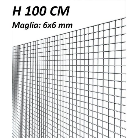 Rete per Recinzioni Elet/Zinc Maglia mm.6X6 Ø Filo mm.0,60-H cm.100 (1/2)