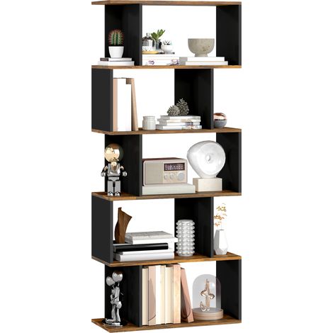 Libreria Moderna Asimmetrica a Parete con 5 Ripiani in Legno, 70x29.5x163cm, Marrone Rustico