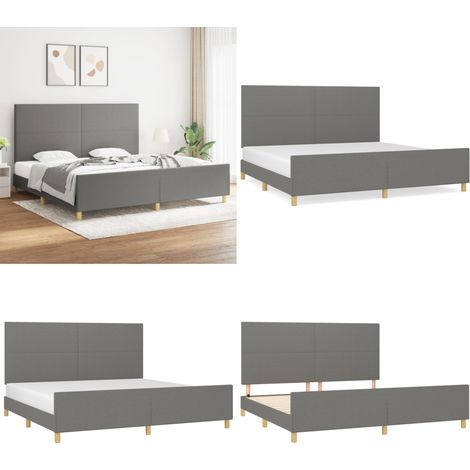 Bettgestell ohne Matratze Dunkelgrau 200x200 cm Stoff - Bettes Gestell - Doppelbett - Boxspringbetten - Holzrahmen Bett - Lattenrost - Home & Living (1/5)