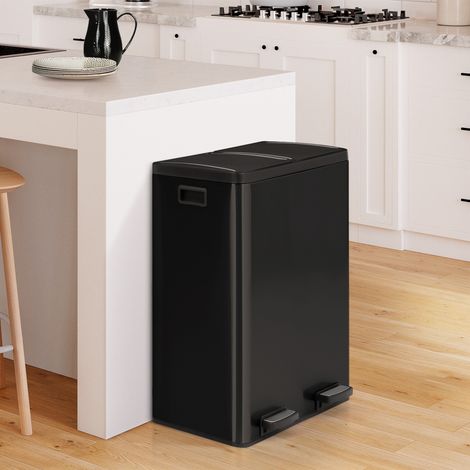 Cubo de cocina 2x30L negro clasificación selectiva 2 cubos