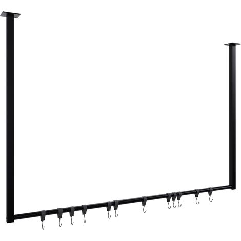 Appendiabiti/appendiabiti sospeso con 12 ganci 120x80 cm acciaio verniciato a polvere nero 100009044