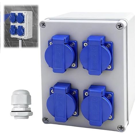 Wall Splitter with Outlets Wall Mount Waterproof for Construction Sites, Home, Industry, Indoor and Outdoor (1/3)