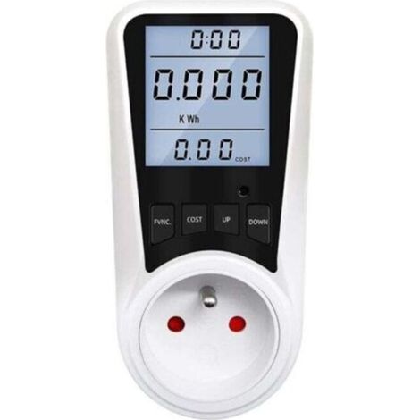Prise Compteur d'Énergie électrique avec 7 Mode, Max 3680W,Compteur d'énergie Wattmètre Prise,Compteur d'énergie avec l'écran d'affichage à cristaux liquides pour Économie d'Energie -Blanc,