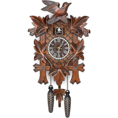 Horloge coucou de la Forêt-Noire allemande, style nordique rétro, horloge murale en bois pour salon ou maison