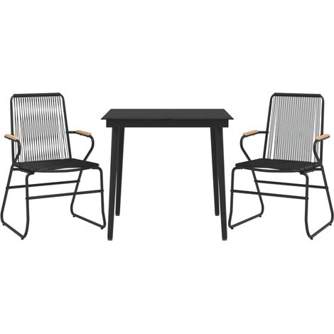 Juego de comedor de jardín de 3 piezas ratán PVC negro 020014479 (1/5)