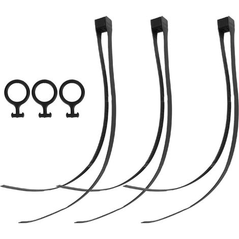 3 attaches de câble en nylon auto-serrantes avec anneau de traction, 3 pièces, noires, pour équipement sportif extérieur et fixation (1/5)