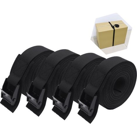 pièces - Sangles d'arrimage - Sangle d'arrimage - Sangles de tension - Sangles de fixation - avec boucle - 1 mètre 25MM - Zwart - nylon (1/5)