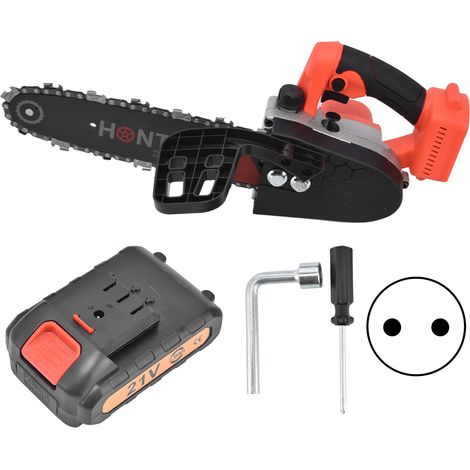 Tronçonneuse électrique miniature 21 V rechargeable sans balais de 25 cm (10 pouces) pour la coupe et l'élagage du bois (prise 100-240 V EU). (1/5)