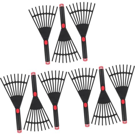 9 Pièces Râteau De Jardin Râteaux Outil De Jardin Râteau à Main Râteau D'ameublissement du Sol Râteau avec Manche Râteau à Main De Jardin Râteau pour Le Jardinage Plastique (1/5)