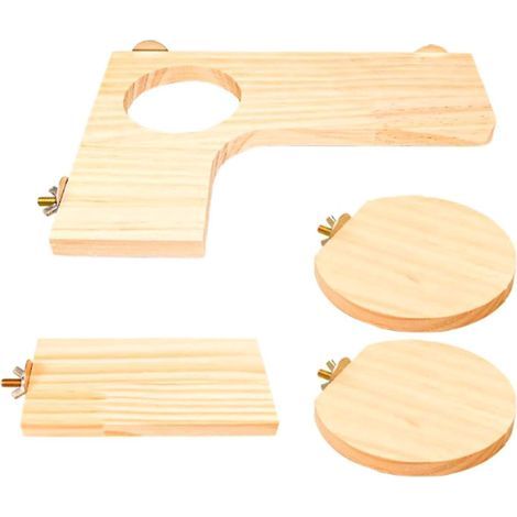 Lot de 4 supports pour hamsters en bois naturel avec rondelles en acier inoxydable (1/4)
