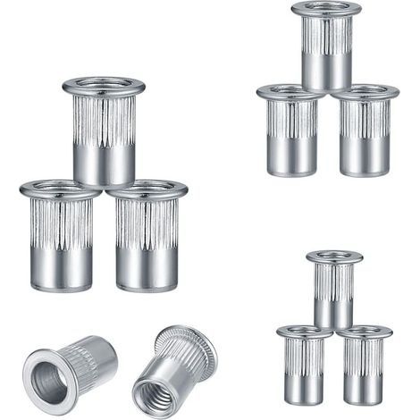 Lot de 9 Ecrous à Riveter M5 M6 M8 à Tête plate en Acier inoxydable 304 - Rivets Ronds à tête fraisée - Écrou à rivets aveugles argenté pour fixation d'écrous à rivets avec filetage (1/5)