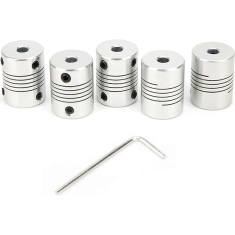 5 Stück flexible Wellenkupplungen für 3D-Drucker-Schrittmotoren, Aluminiumlegierung, 5 x 8 mm