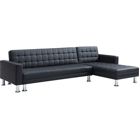 Divano letto angolare reversibile in similpelle Nero - WILLIS