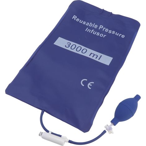 Poche de perfusion sous pression de 3000 ml, étanche à l'air pendant 3 heures, pour perfusion rapide de liquides, usage de premiers secours, couleur bleue. (1/5)