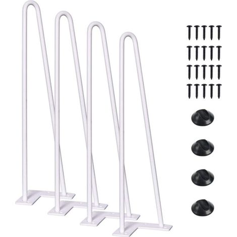 Lot de 4 Pieds de Table en Épingle à Cheveux ®,41cm,Blanc (1/5)