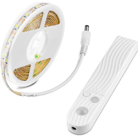 Boîte à piles corps humain induction 5V lumière led étanche avec barre lumineuse LED intelligente guirlande lumineuse led 3500K (blanc chaud) ceinture lumineuse 2M + capteur