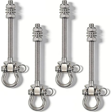 Crochet De Balançoire,4 Pièces 210MM Crochets De Plafond pour Charges Lourdes,Fixation Fauteuil Suspendu,Crochet Balancoire pour Balançoire,Hamac De Yoga,Sac De Sable,Argent (1/5)