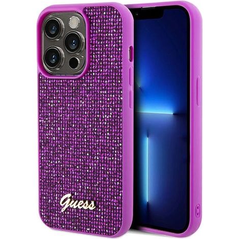 Funda rígida Guess GUHCP14LPMSDGSF para iPhone 14 Pro de 6.1 pulgadas, color fucsia/fuschia, con diseño Disco Metal Script. (1/5)