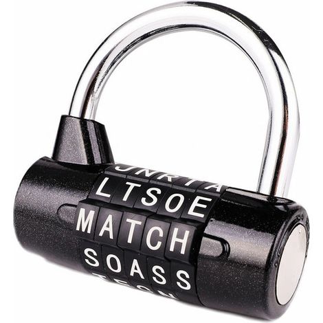 Cadenas à combinaison 5 lettres Noir (1/4)