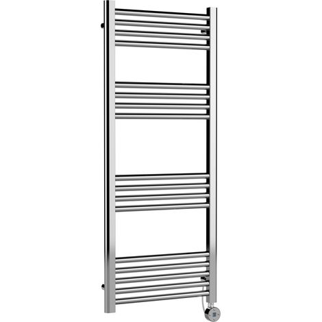 Croxall Electric Round Tube Heated Towel Rail with 17 Bars, 1200mm x 500mm, Chrome